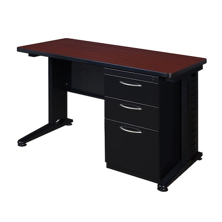 Fusion Fusion Single Pedestal Desks, 24 D X 29 H, 48 W X Wood, Metal MSP4824MH